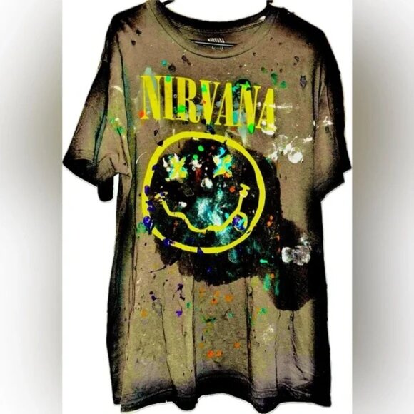 NWOT nirvana face t distressed original rare hand painted rare distressed KURT T - Picture 11 of 14